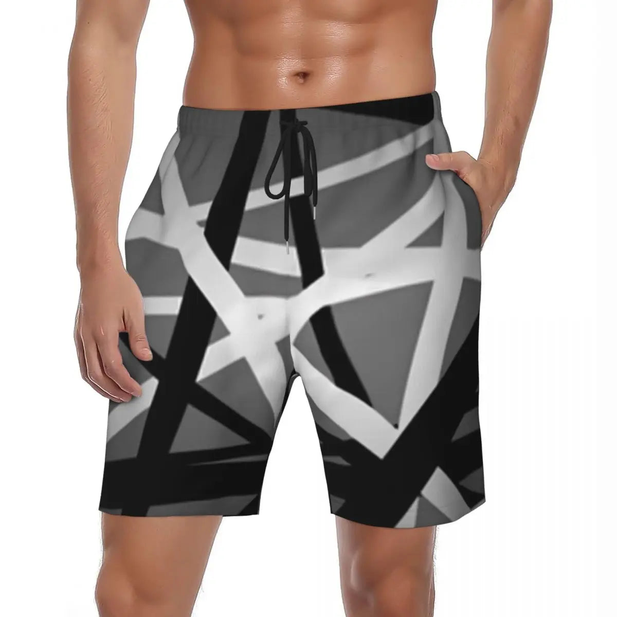 Van Halen Summer Stripes Gym & Swim Shorts – Fast-Dry Digital Print Board Shorts for Men’s Beach Adventures - Premium shorts from Lizard Vigilante - Just $38.88! Shop now at Lizard Vigilante