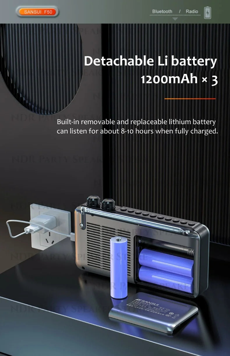 SANSUI Wireless Bluetooth Speakers Home Full-band Radio LED HD Video Player Portable MP4 Walkman Built-in Rechargeable Battery