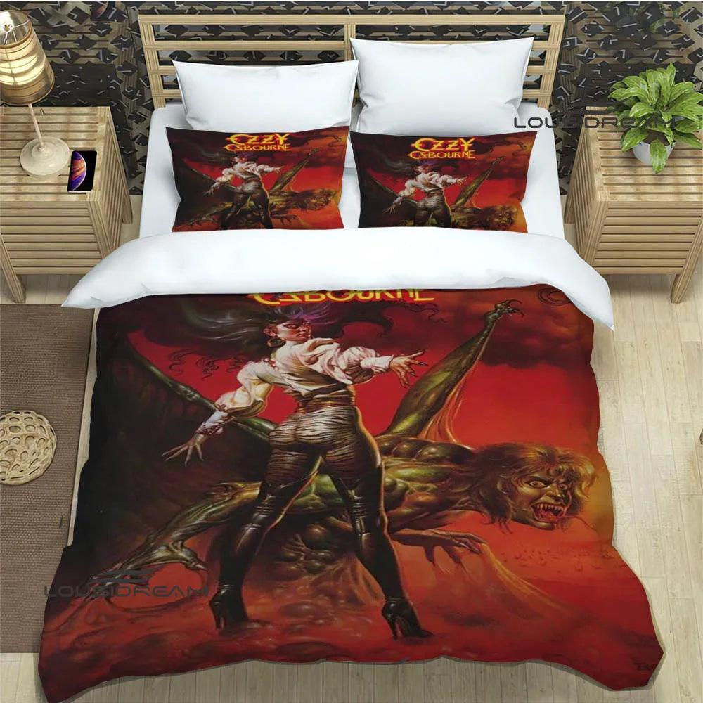 Dive into Ozzy's Dreamworld: A Retro Bedding Symphony for Headbanging Sleep - Premium bedding from Lizard Vigilante - Just $57.99! Shop now at Lizard Vigilante