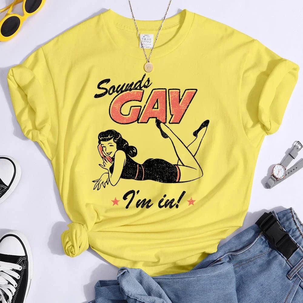 Sounds Gay Funny Tees Pride Month Shirts Fashion Casual Tops Female T Shirt - Lizard Vigilante