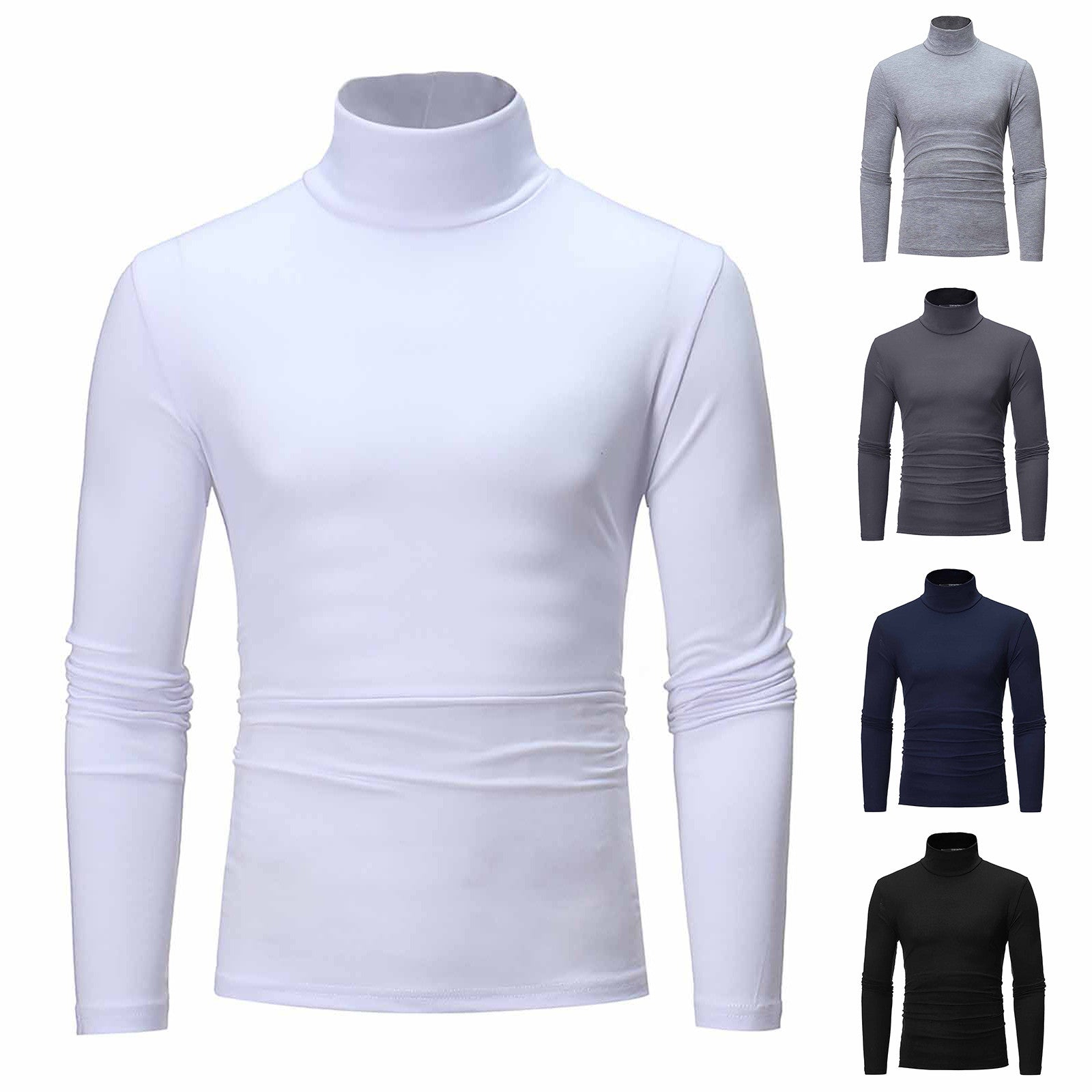 Men's Thermal Long Sleeve Turtleneck T-Shirt – Casual Slim Fit Pullover Top for Autumn and Winter - Premium turtleneck from Lizard Vigilante - Just $32.88! Shop now at Lizard Vigilante