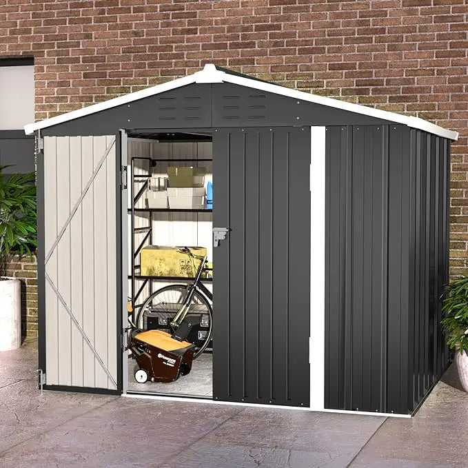 Spacious Outdoor Storage Shed - Metal Galvanized Steel for Backyard - Premium shed from Lizard Vigilante - Just $314.99! Shop now at Lizard Vigilante