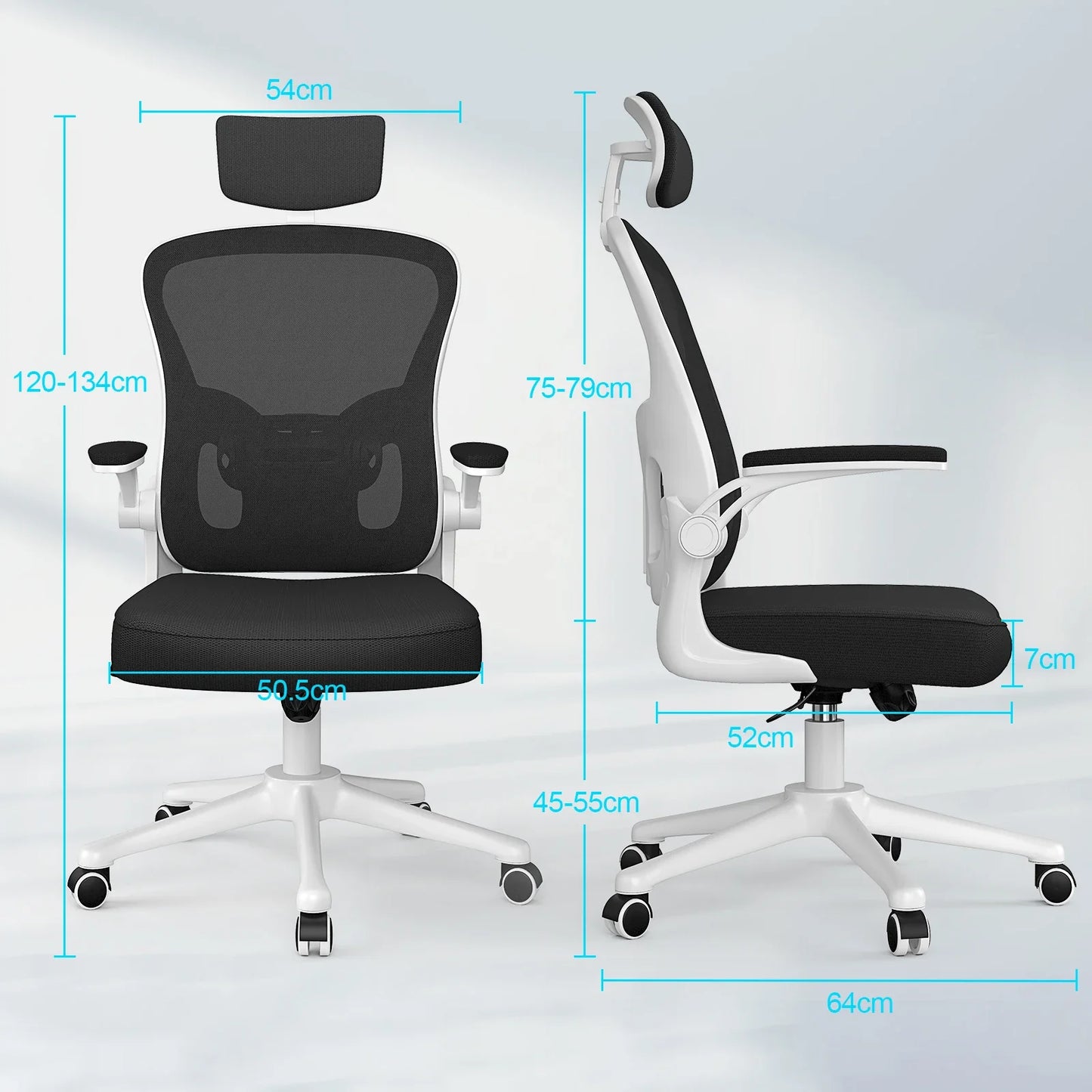 Ergonomic Office Chair, Liftable High Back Gaming Chair with Lumbar Support, Swivel Desk Gaming Chair Seat Depth Adjustable