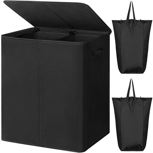 WOWLIVE 154L Double Laundry Hamper with Lid and Removable Laundry Bags, Large Dirty Clothes Hamper 2 section Collapsible - Premium hamper from Lizard Vigilante - Just $56.88! Shop now at Lizard Vigilante