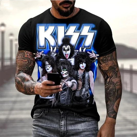 New Kiss Rock Band 3D Print Oversized T-Shirt – Men, Women, Kids Streetwear in Hip-Hop Style for Daily, Casual, or Concert Looks - Premium T-Shirt from Lizard Vigilante - Just $19.88! Shop now at Lizard Vigilante