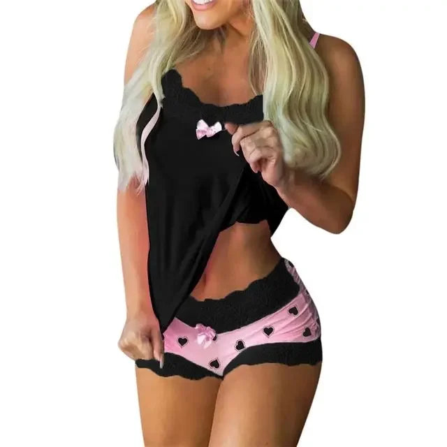 Sexy Sleepwear Set Women Lingerie Set Lace Underwear Cami Vest Shorts Sleeveless Camisole Shorts 5XL Nighties Pajamas - Premium  from Lizard Vigilante - Just $11.99! Shop now at Lizard Vigilante