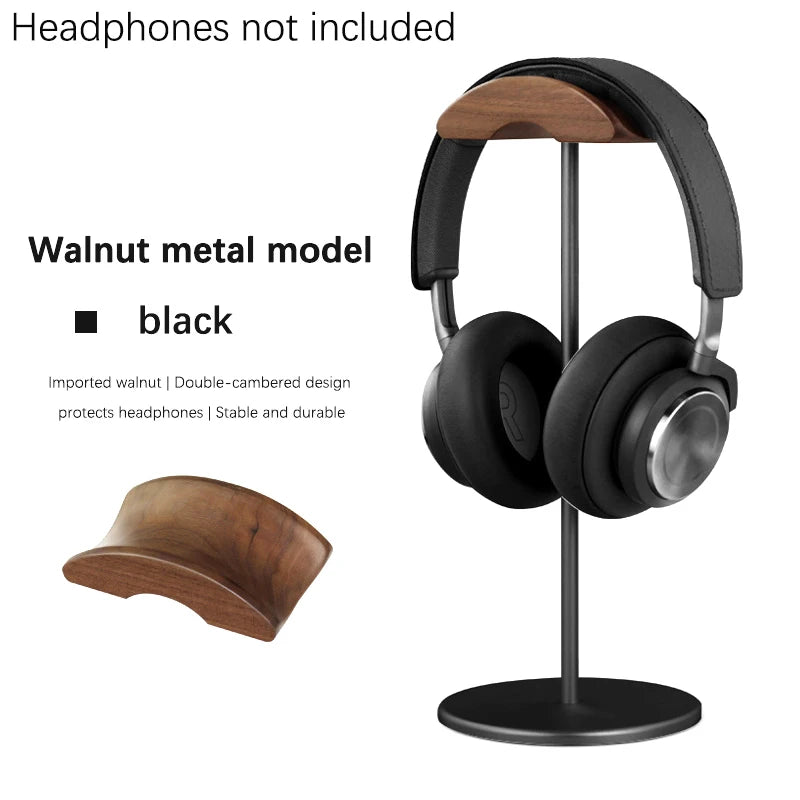 KOQZM Black Walnut Wood & Aluminum Alloy Headphone Stand – Gaming Headset Holder with Solid Metal Base for Desk Display - Premium headphone stand from Lizard Vigilante - Just $22.99! Shop now at Lizard Vigilante