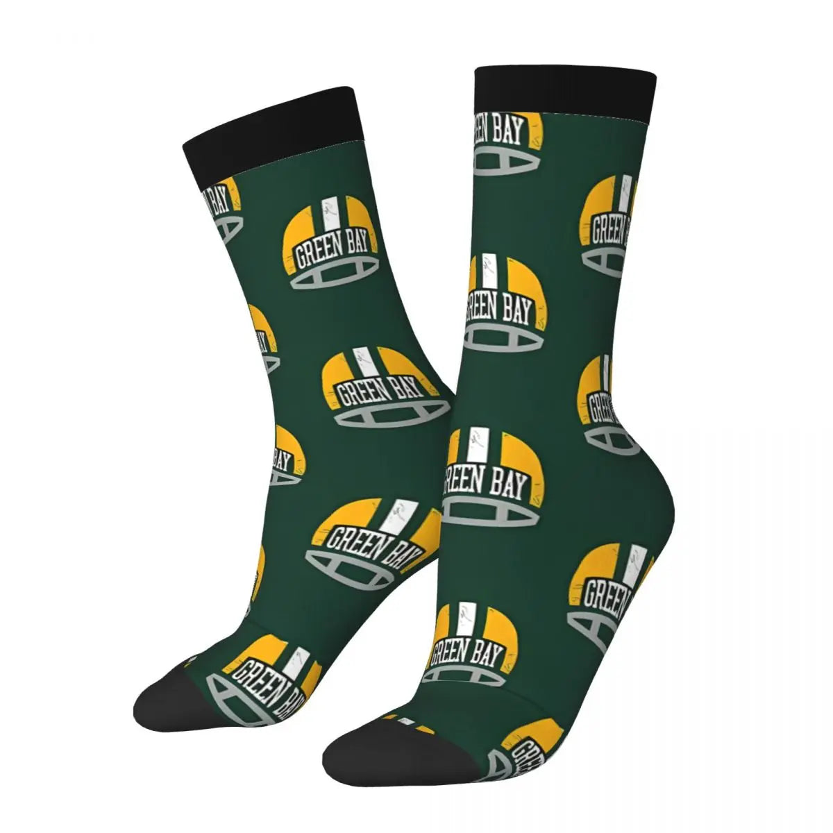 Green Bay Helmet Vintage Crew Socks for Men – Casual Gift - Premium socks from Lizard Vigilante - Just $22.88! Shop now at Lizard Vigilante