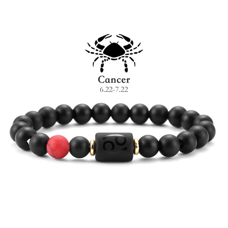 Zodiac Signs Natural Stone Bracelets Taurus Cancer Virgo Pisces Bracelets Ladies Men Couples Friendship Jewelry Gift Bracelet - Premium bracelet from Lizard Vigilante - Just $22.99! Shop now at Lizard Vigilante