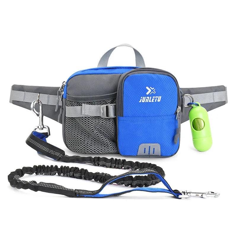 Retractable Hands Free Dog Leash with Adjustable Waist Bag Phone Pouch Water Bottle Holder Reflective for Running Walking - Premium leash from Lizard Vigilante - Just $32.99! Shop now at Lizard Vigilante