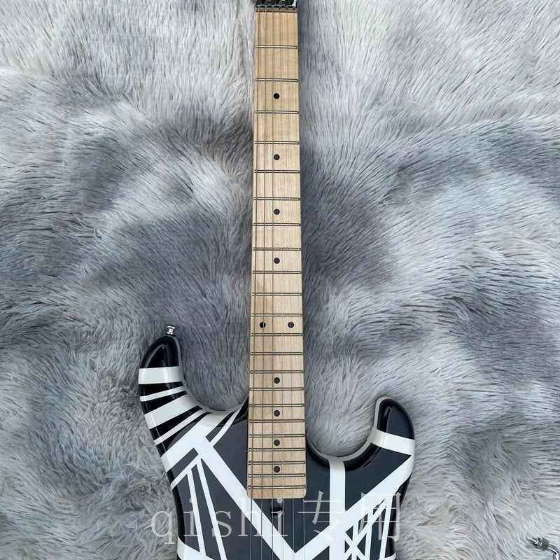 Black and White 5150 Electric Guitar Canadian Maple Fingerboard Eddie Edward Van Halen Frankenstein Guitar - Premium Electric Guitar from Lizard Vigilante - Just $497.99! Shop now at Lizard Vigilante