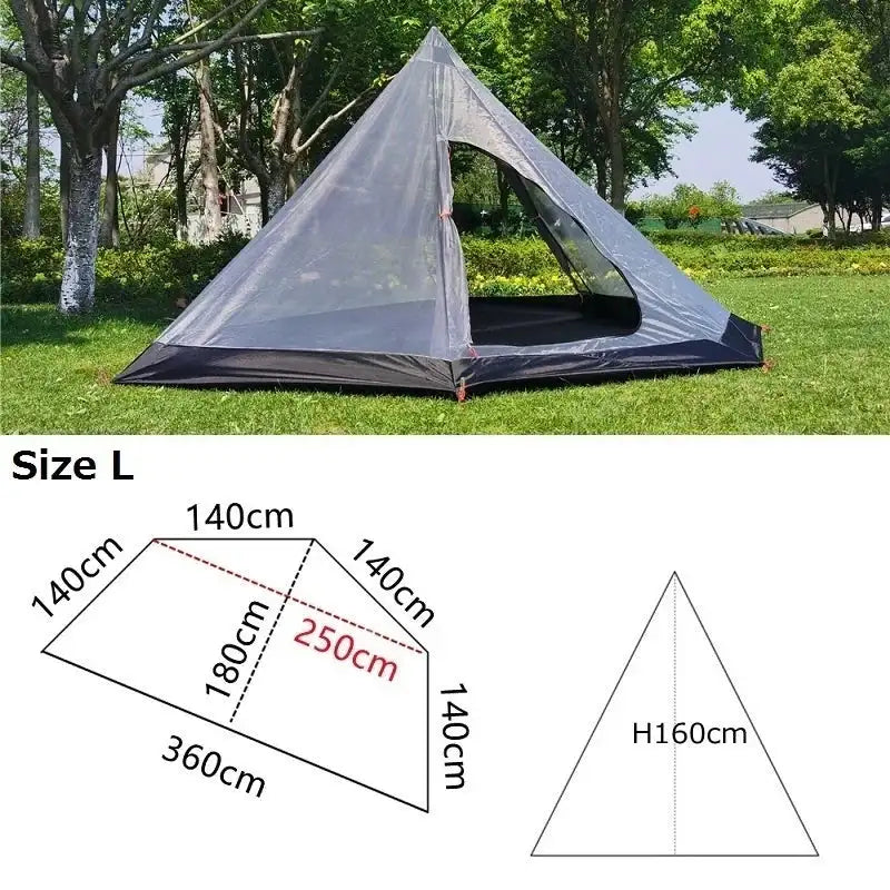 Ultralight Pyramid Tent‘s Inner Tent Outdoor Rodless Summer Mesh Tent Portable Backpacking Hiking Camping Teepee Inside Tent
