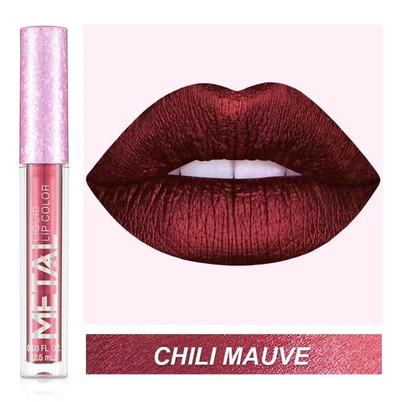 Metallic No-stick Cup Lip Gloss Glitter Matte Moisturizing Waterproof Long Lasting Lip Glaze Liquid Lipstick Lip Makeup Cosmetic