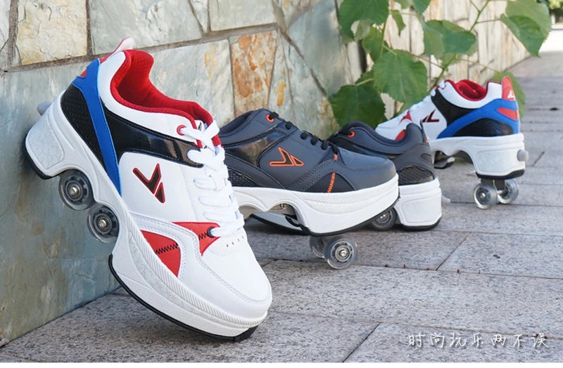 Kids Four-Wheel Roller Skate Shoes Casual Deformation Parkour Sneakers Skates Adult Stage personalized Sport Roller Skate Shoes - Premium  from Lizard Vigilante - Just $128.99! Shop now at Lizard Vigilante