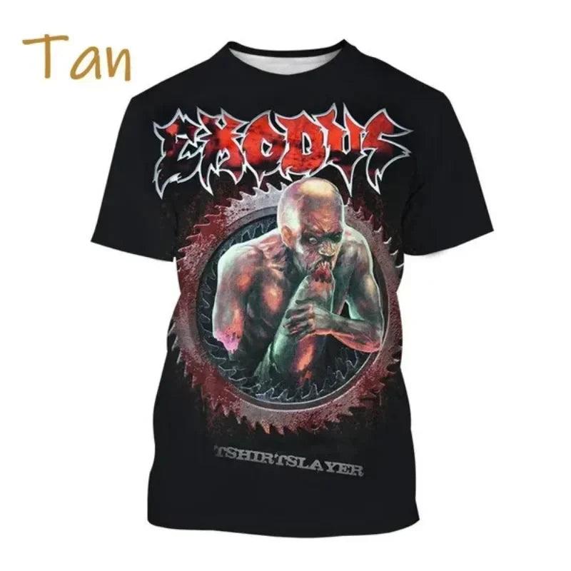 Metal Rock Exodus Band 3D Print O-Neck Tshirt Men Fashion Tees Casual Short Sleeve Oversized  Y2K Harajuku Unisex Clothing - Premium T-Shirt from Lizard Vigilante - Just $23.99! Shop now at Lizard Vigilante