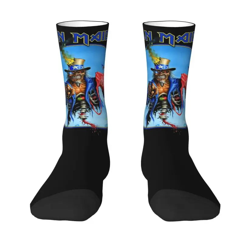 Iron Maiden Pop Roll Men's Crew Socks – Unisex 3D Printed Fashion Dress Socks for Rock & Roll Rebels - Premium socks from Lizard Vigilante - Just $16.88! Shop now at Lizard Vigilante