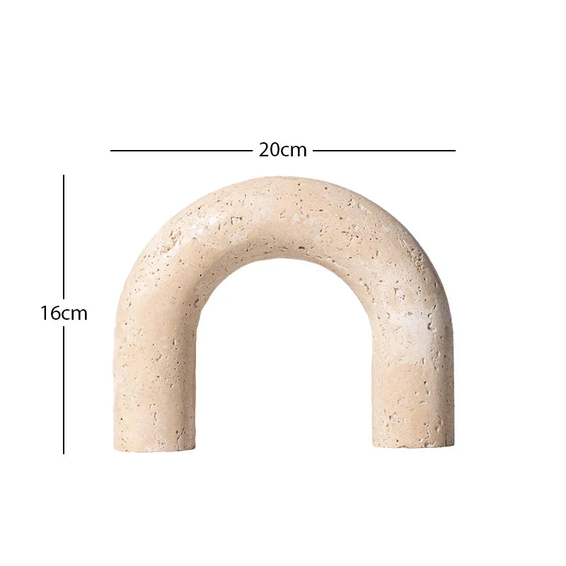 Travertine Sculptures and Figurines Archway Shape Statue for Shelf Coffee Table TV Cabinet Bookshelf Living Room Home Decoration