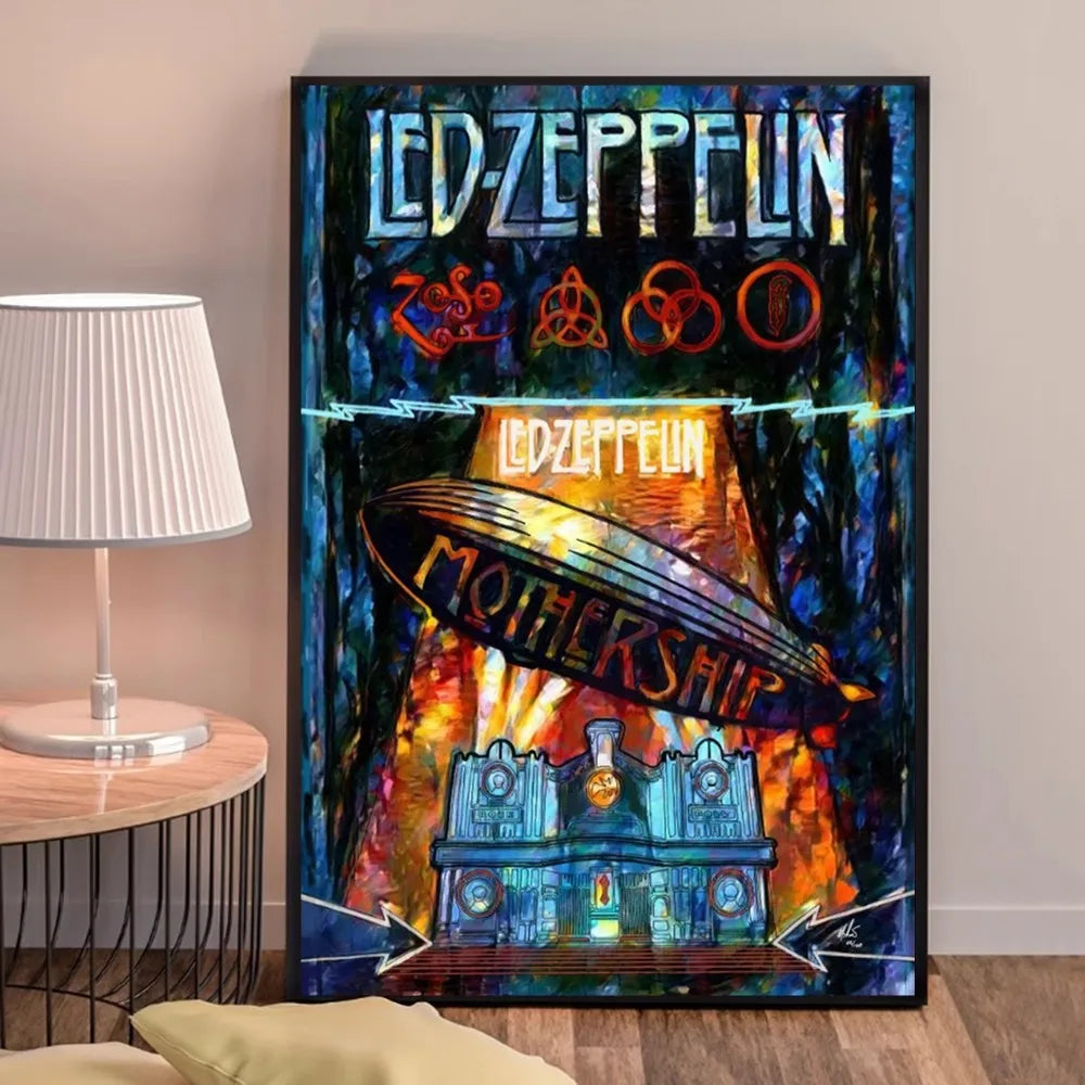 Retro Zeppelin Sticky Poster – Aesthetic Kraft Paper Wall Art for DIY Room Decoration - Premium poster from Lizard Vigilante - Just $15.99! Shop now at Lizard Vigilante