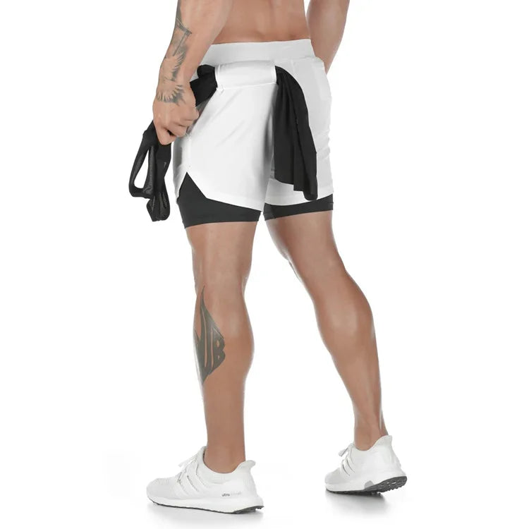 Camo Running Shorts - Men's 2-in-1 Quick Dry Gym Sports Shorts - Premium shorts from Lizard Vigilante - Just $23.88! Shop now at Lizard Vigilante