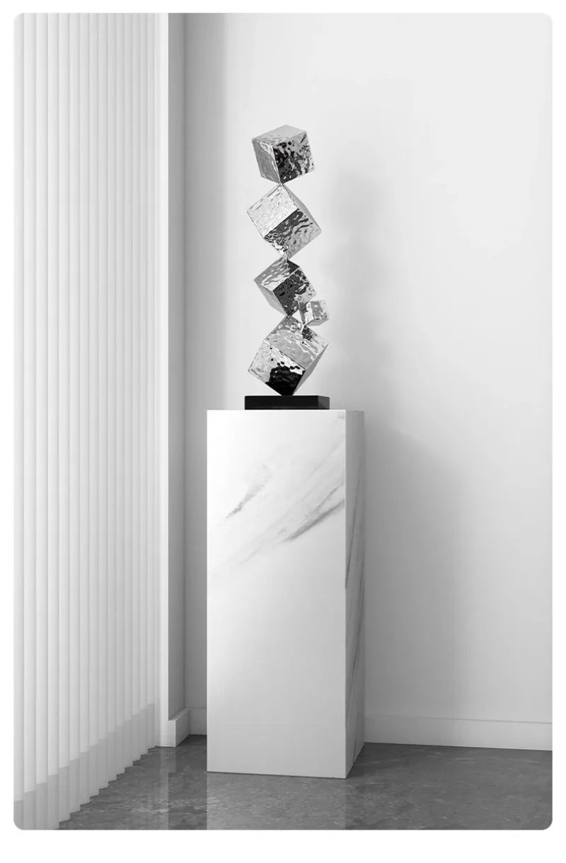 Stainless Steel Geometric Modeling Statues Modern Simple Luxury Living Room Entrance Hall Lobby Creative Sculptures Home Decor