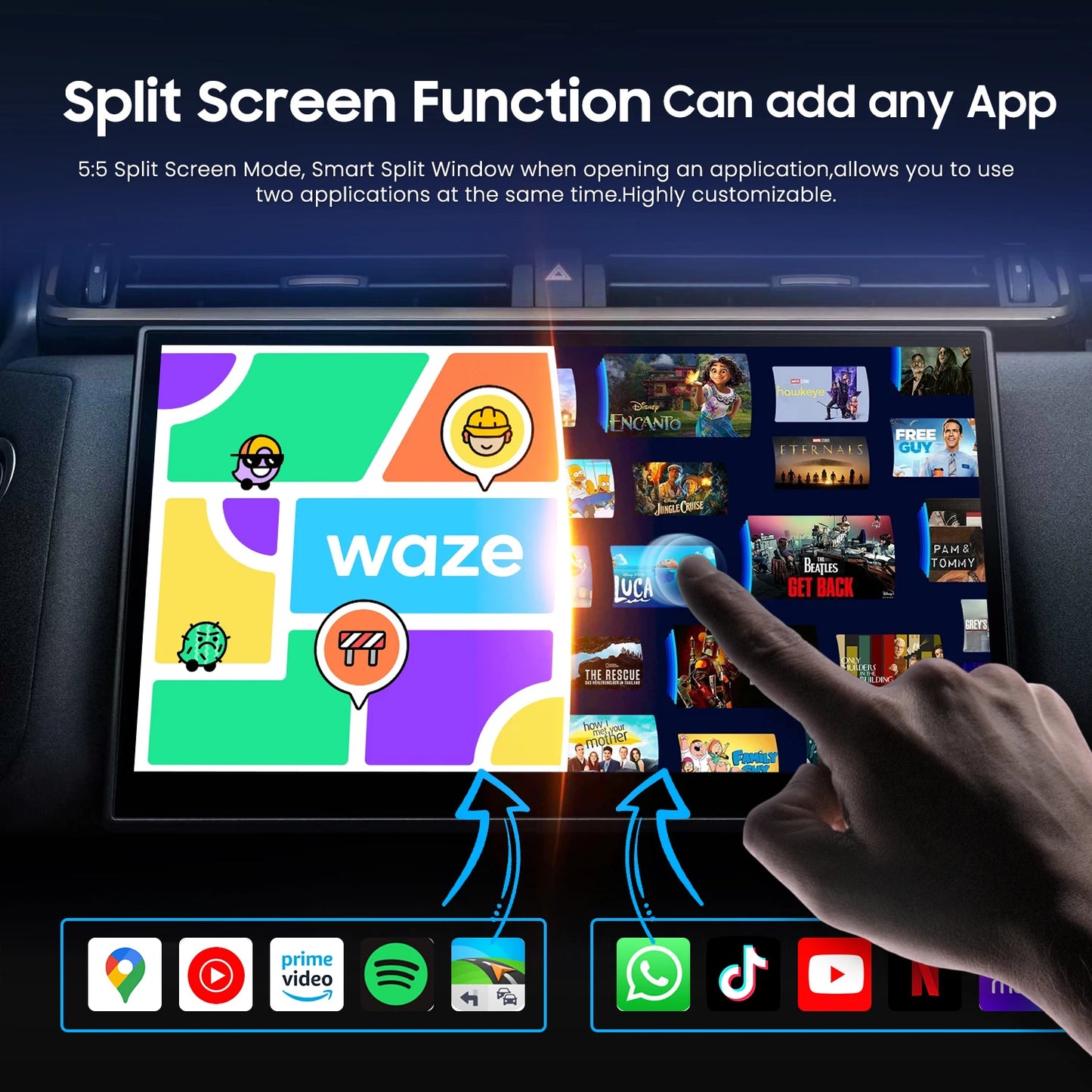 MMB MAX 5.0 “Road Riot AI Box” — Android 13, 8-Core QCM6225, Wireless CarPlay & Android Auto, Split-Screen GPS, 8GB+128GB, Netflix/YouTube
