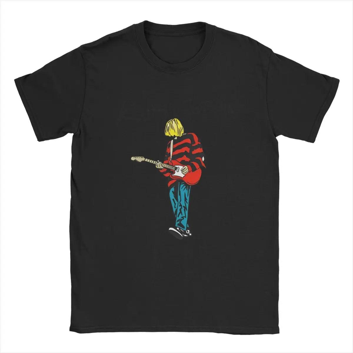 Men's Kurt Cobain Guitar T Shirts Rock-Nirvana 100% Cotton Tops Awesome Short Sleeve Round Collar Tees Original T-Shirt - Premium tee from Lizard Vigilante - Just $23.99! Shop now at Lizard Vigilante