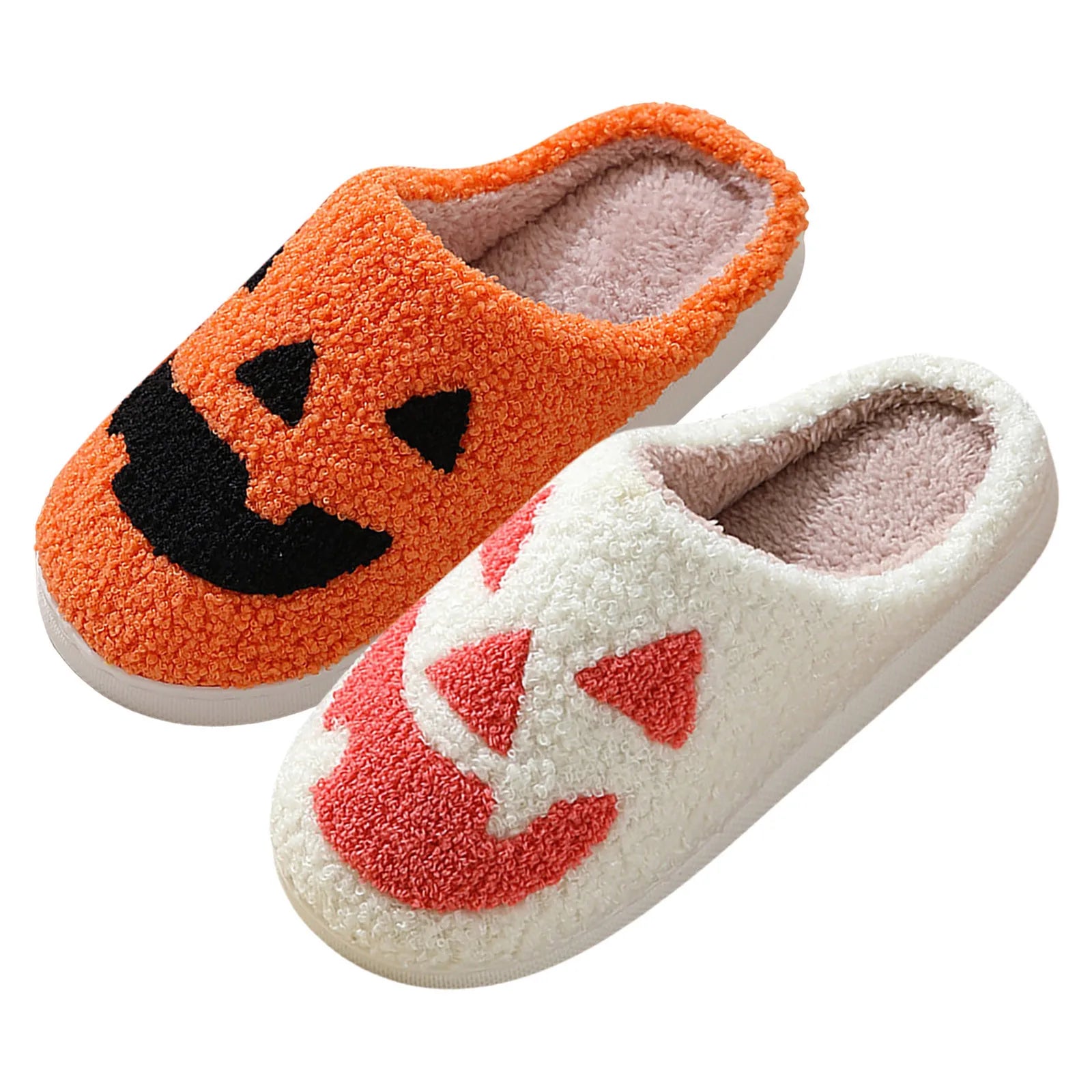 Halloween Pumpkin Slipper Ghost Funny Face Flat Indoor House Shoes Soft Plush Cozy for Women Men Horror Movie Halloween Gifts - Premium slippers from Lizard Vigilante - Just $22.99! Shop now at Lizard Vigilante