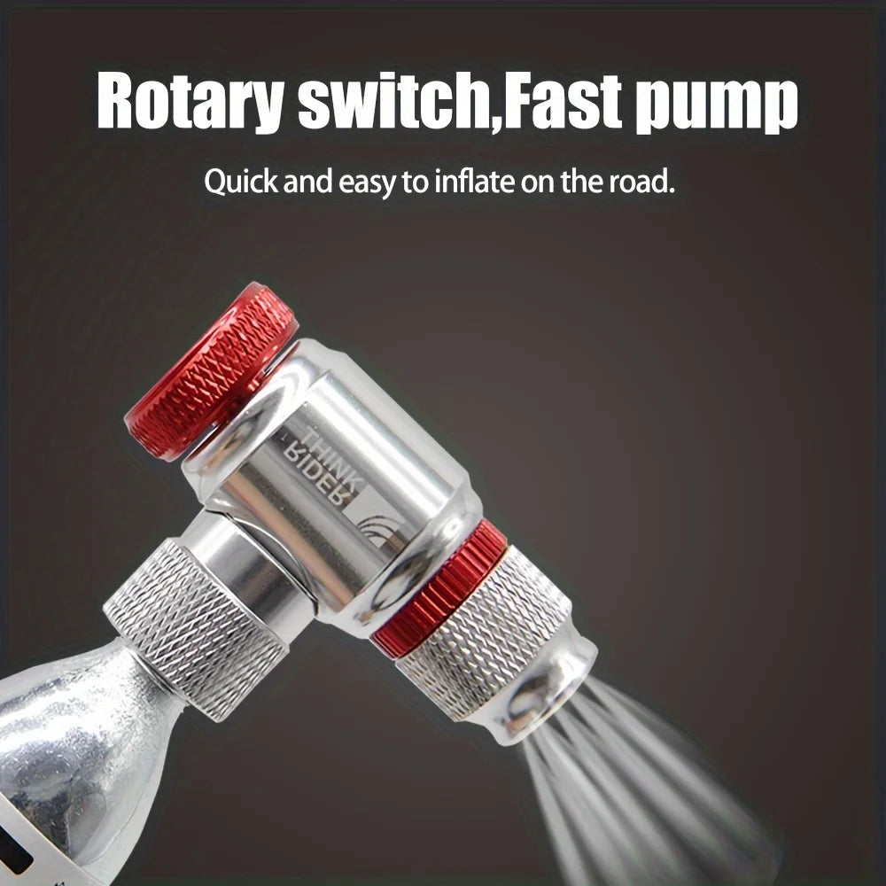 ThinkRider ThunderShot CO₂ Mini Pump — Aluminum Presta/Schrader Bike Tire Inflator For Road, MTB & Gravel