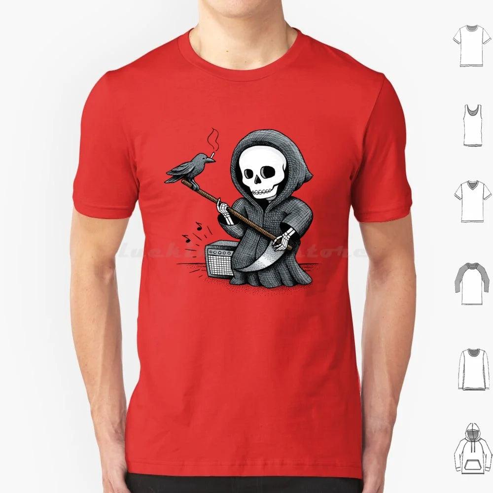 Death Metal T Shirt Cotton Men Women Diy Print Skull Halloween Skeleton Grim Reaper Crow Guitar Music And Roll Metal Band Scary - Lizard Vigilante