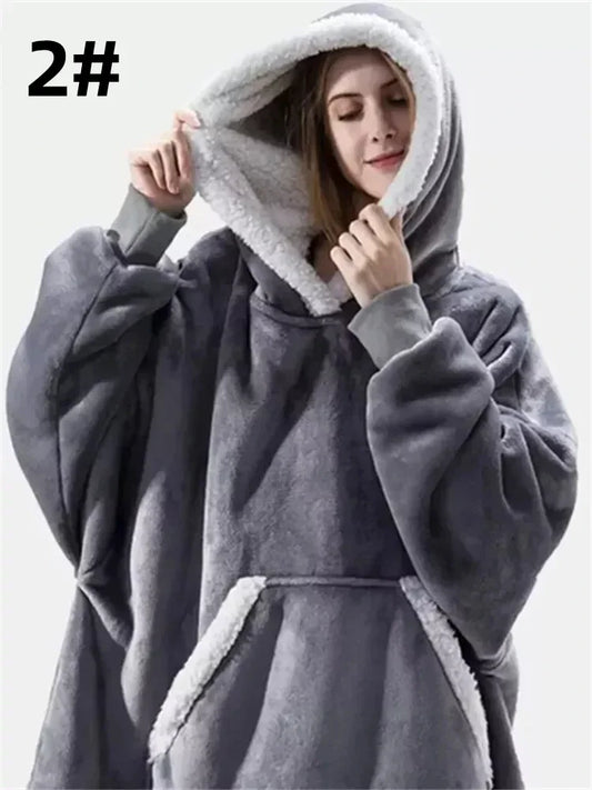 Winter Hoodies Unisex Blanket Sweatshirt Women Men Pullover Pajamas Fleece Giant TV Oversized Blanket with Long Flannel Sleeves - Premium pajamas from Lizard Vigilante - Just $39.99! Shop now at Lizard Vigilante