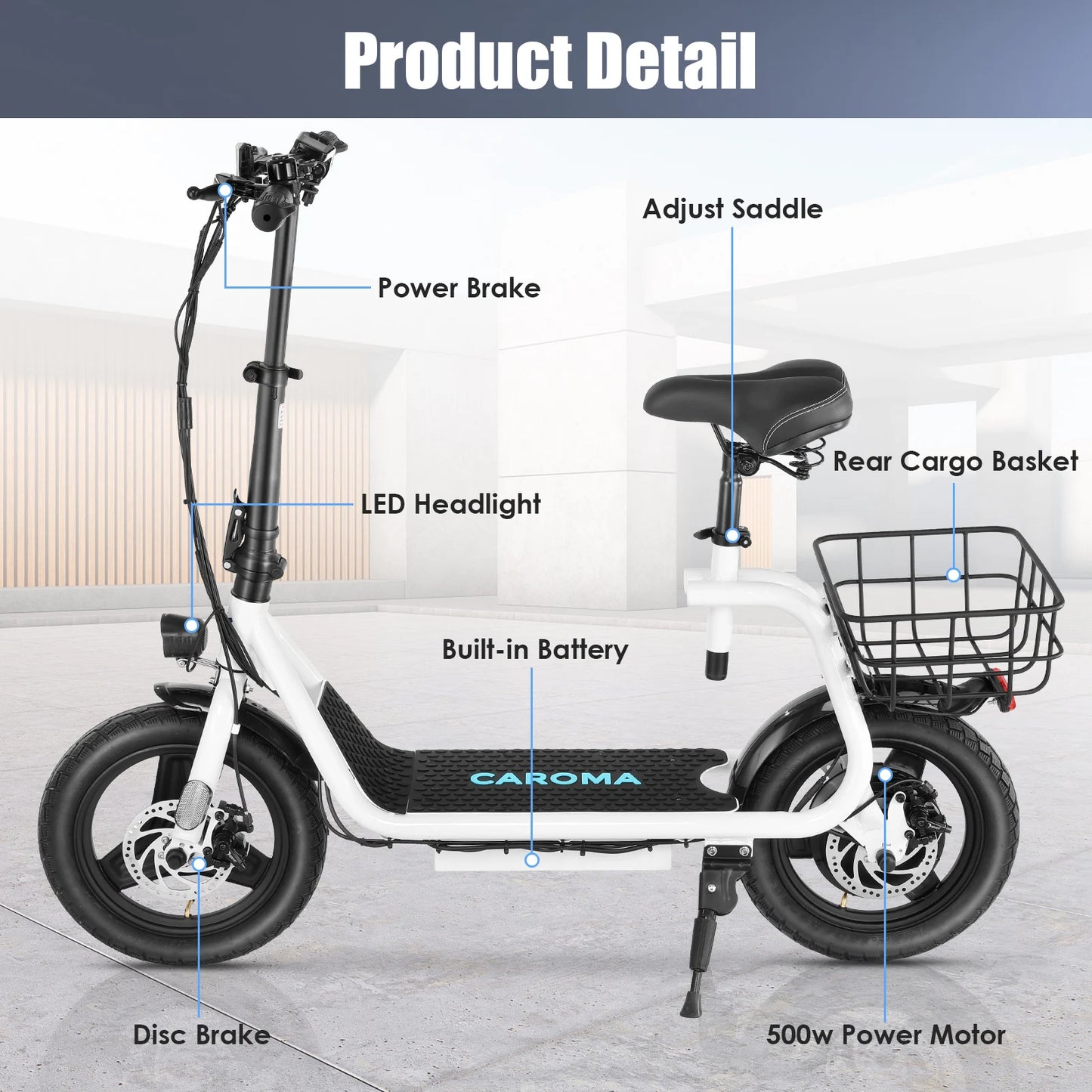 Peak 560W Electric Scooter with Seat 14" Tire, 30 Miles Ranges 20MPH Max Speed, Foldable Electric Scooter for Adults 300 LBS - Premium  from Lizard Vigilante - Just $934.99! Shop now at Lizard Vigilante