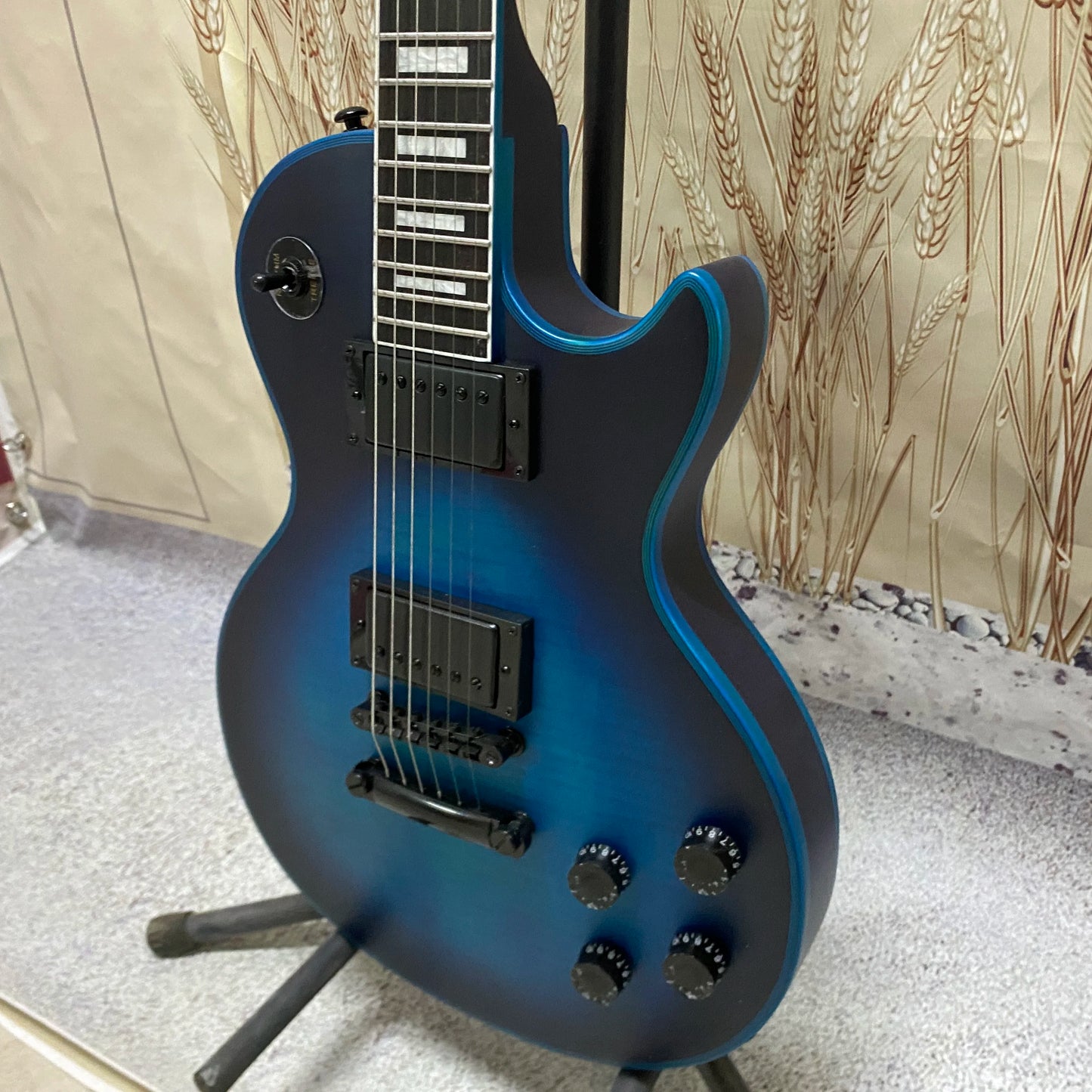 Blue Matte Photoelectric Guitar – Flame Maple Top, Mahogany Body, Rosewood Fingerboard, 22 Frets - Premium Electric Guitar from Lizard Vigilante - Just $465.99! Shop now at Lizard Vigilante