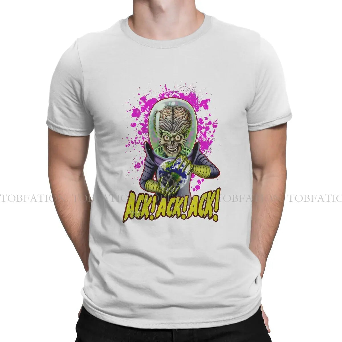 Ack Round Collar TShirt Mars Attacks Alien Sci-Fi Movies Fabric Original T Shirt Man's Clothes Individuality Fluffy - Premium  from Lizard Vigilante - Just $20.99! Shop now at Lizard Vigilante