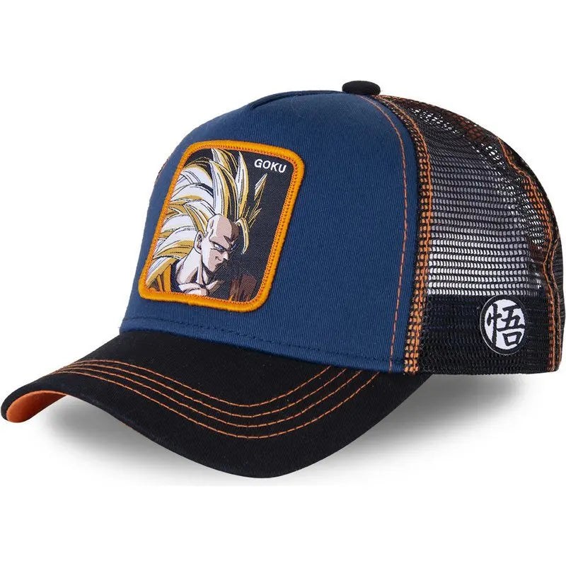 New Dragon Ball Trucker Hat Son Goku Cap Summer Travel Peaked Cap Men's Embroidery Hip-Hop Cap Style Sun Visor Adjustable Mesh - Premium cap from Lizard Vigilante - Just $4.99! Shop now at Lizard Vigilante