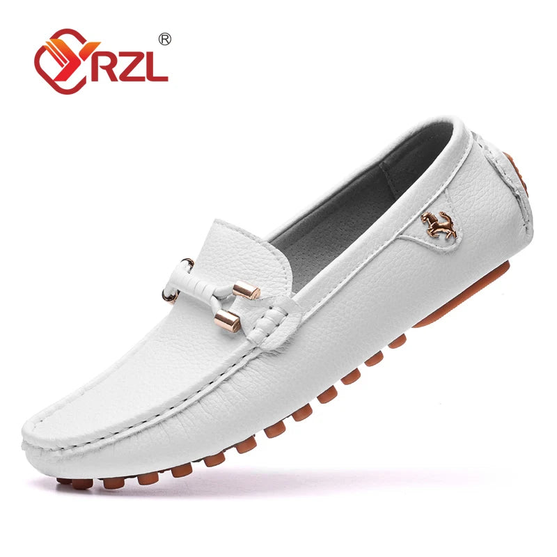 YRZL Men's Handmade Leather Loafers – Casual Slip-On Driving Flats, Luxury Moccasins for Men, Comfortable Shoes Plus Size 37-48 - Premium sandals from Lizard Vigilante - Just $40.99! Shop now at Lizard Vigilante