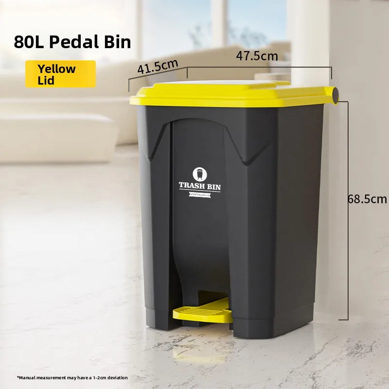 Commercial Pedal Tra Can Large Capaci Outdoor Foot Operated Garbage Bin Thiened Plastic Square Bin for Home And Kitchen
