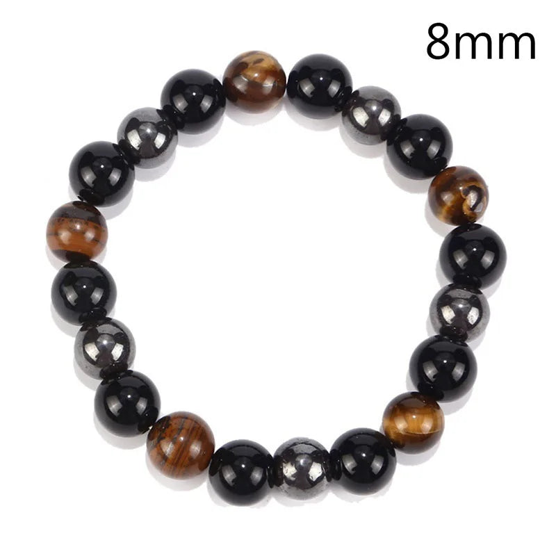 Power Up Your Life: Natural Tiger Eye, Hematite, & Obsidian Magnetic Bracelet - Premium obsidian bracelet from Lizard Vigilante - Just $22.99! Shop now at Lizard Vigilante