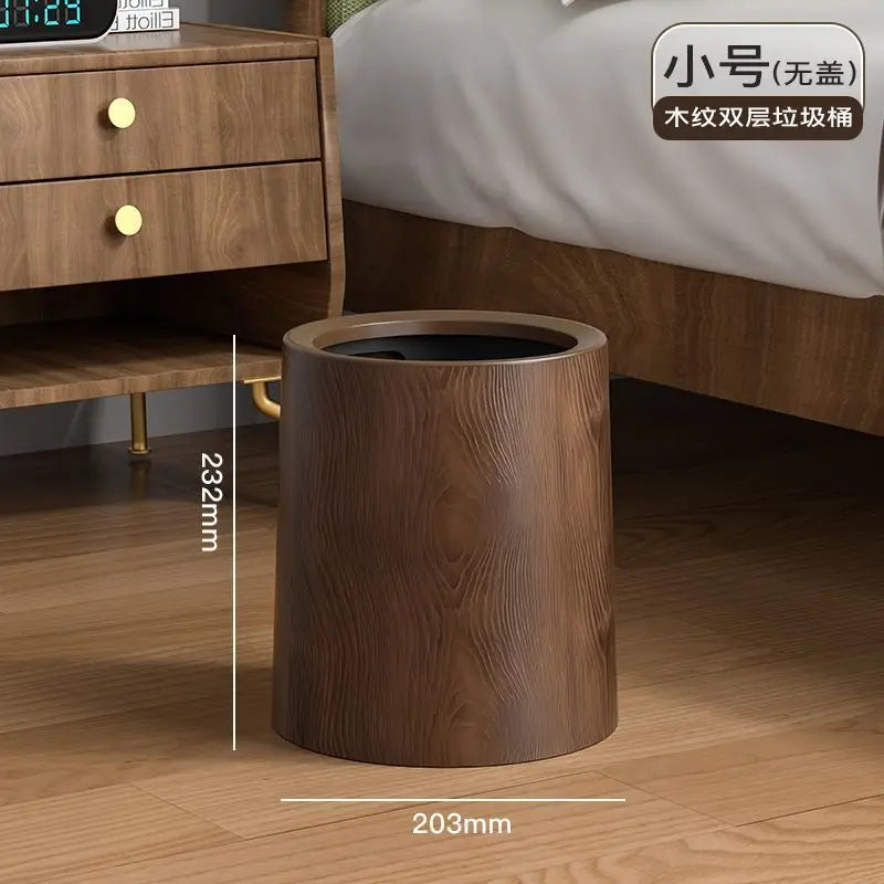 Large Wooden Trash Can for Office Living Room Bathroom Home Kitchen Vintage Retro Waste Bin