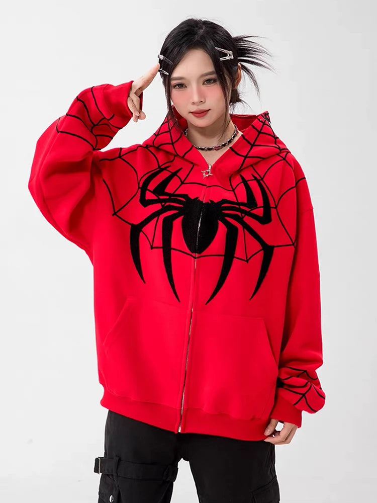 Gothic Embroidery Hoodies Y2K Anime Casual Loose Sweatshirt - Premium Sweatshirt from Lizard Vigilante - Just $48.88! Shop now at Lizard Vigilante