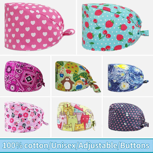 Whimsical Wonders Cotton Surgical Caps – Adjustable, Sweat-Absorbent, Breathable Medical Baotou Hats for Nurses, Doctors, and Trendsetters in Vibrant Prints! - Premium caps from Lizard Vigilante - Just $19.88! Shop now at Lizard Vigilante