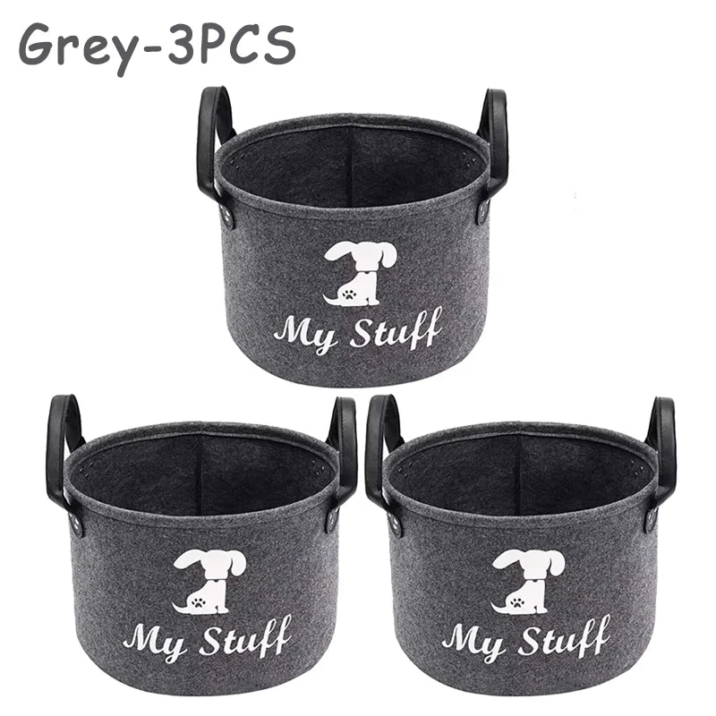 1/3/5PCS Dog Toy Storage Box Felt Pet Supply Storage Basket Accessories Box Clothes Sundries Organizer Basket Home Tools