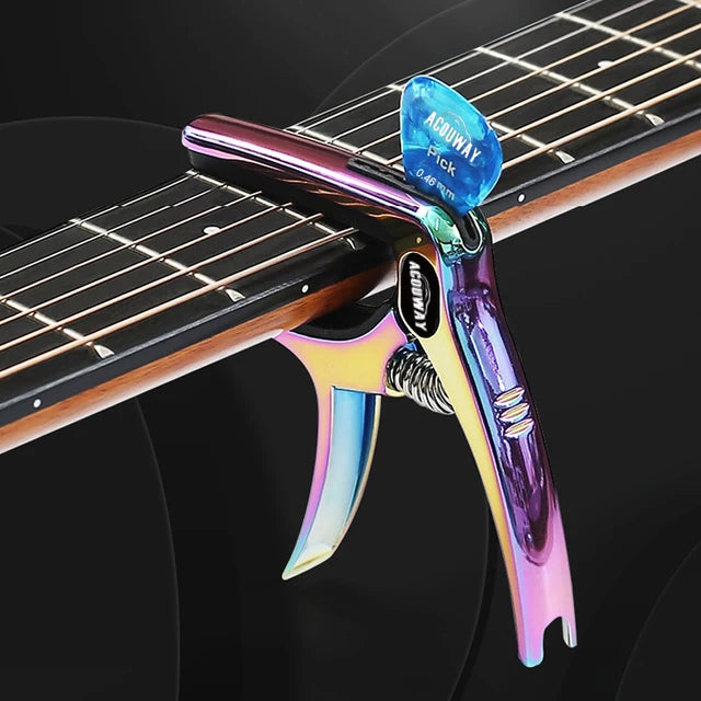 3 in 1 Guitar Capo for Acoustic and Electric Guitar with Bridge Pin Remover and Guitar Pick Slot Holder Aluminum Alloy - Lizard Vigilante