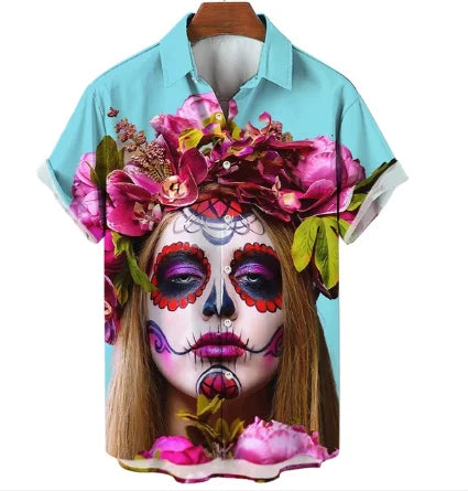 2024 Summer I Love Horror Men's Shirt 3D Printed Horror Pattern Hawaiian Fashion Top Freddy Jigsaw It Jason - Premium  from Lizard Vigilante - Just $21.99! Shop now at Lizard Vigilante