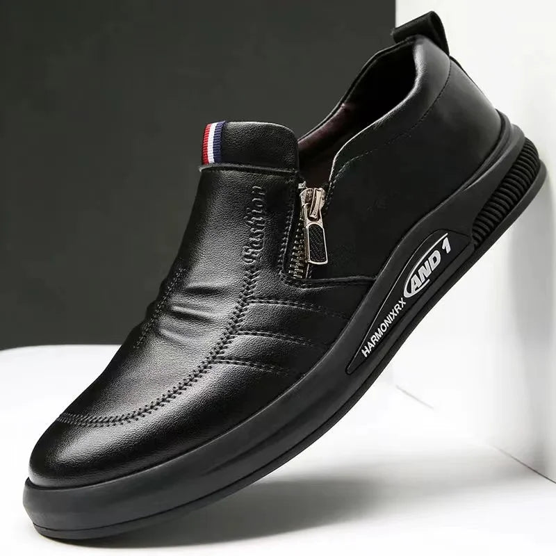 Leather shoes for men in spring new Korean casual leather shoes small white shoes fashionable and trendy breathable driving shoe - Premium  from Lizard Vigilante - Just $22.99! Shop now at Lizard Vigilante