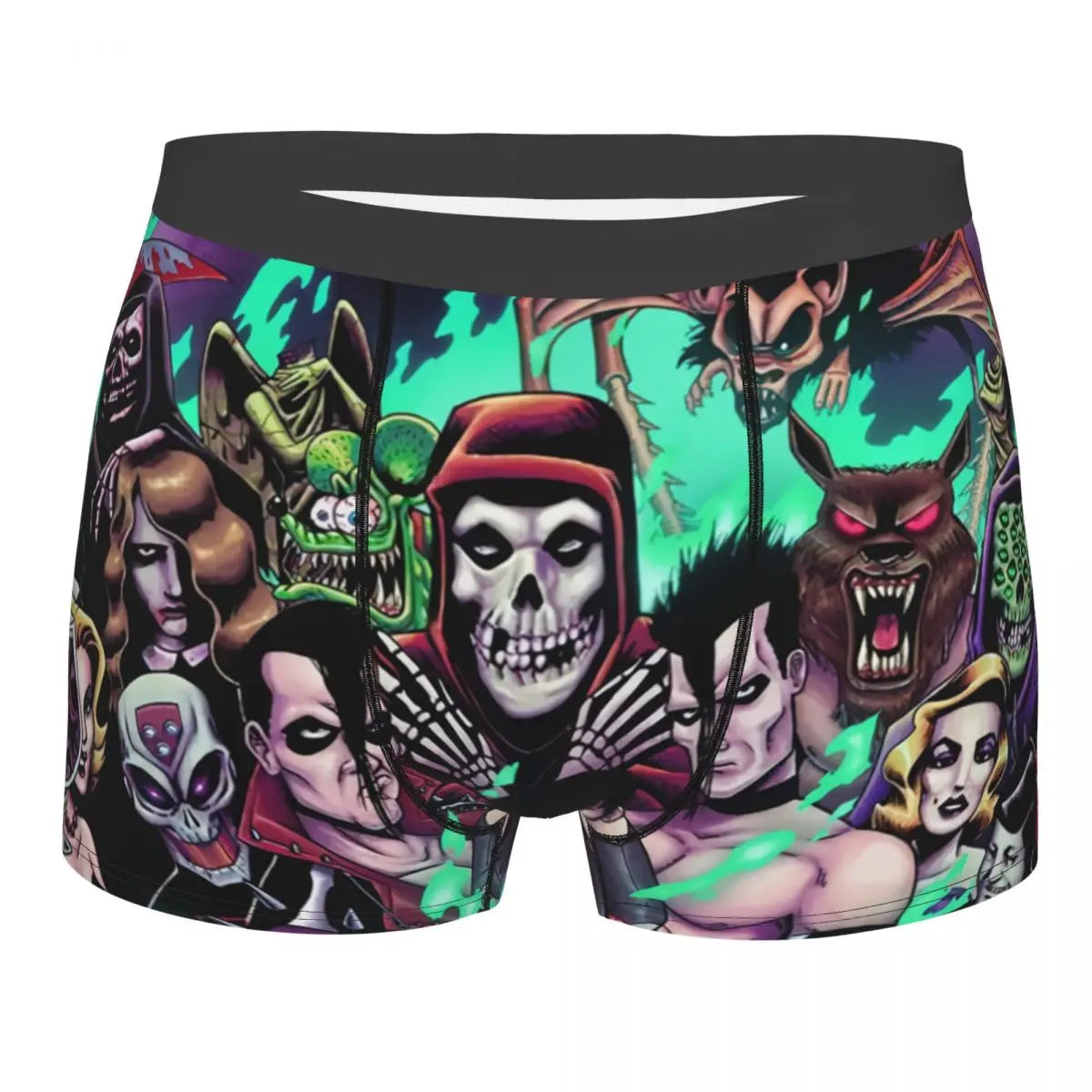 Misfits Skull Underwear Men Stretch Heavy Metal Music Boxer Briefs Shorts Panties Soft Sexy Underpants For Male - Lizard Vigilante