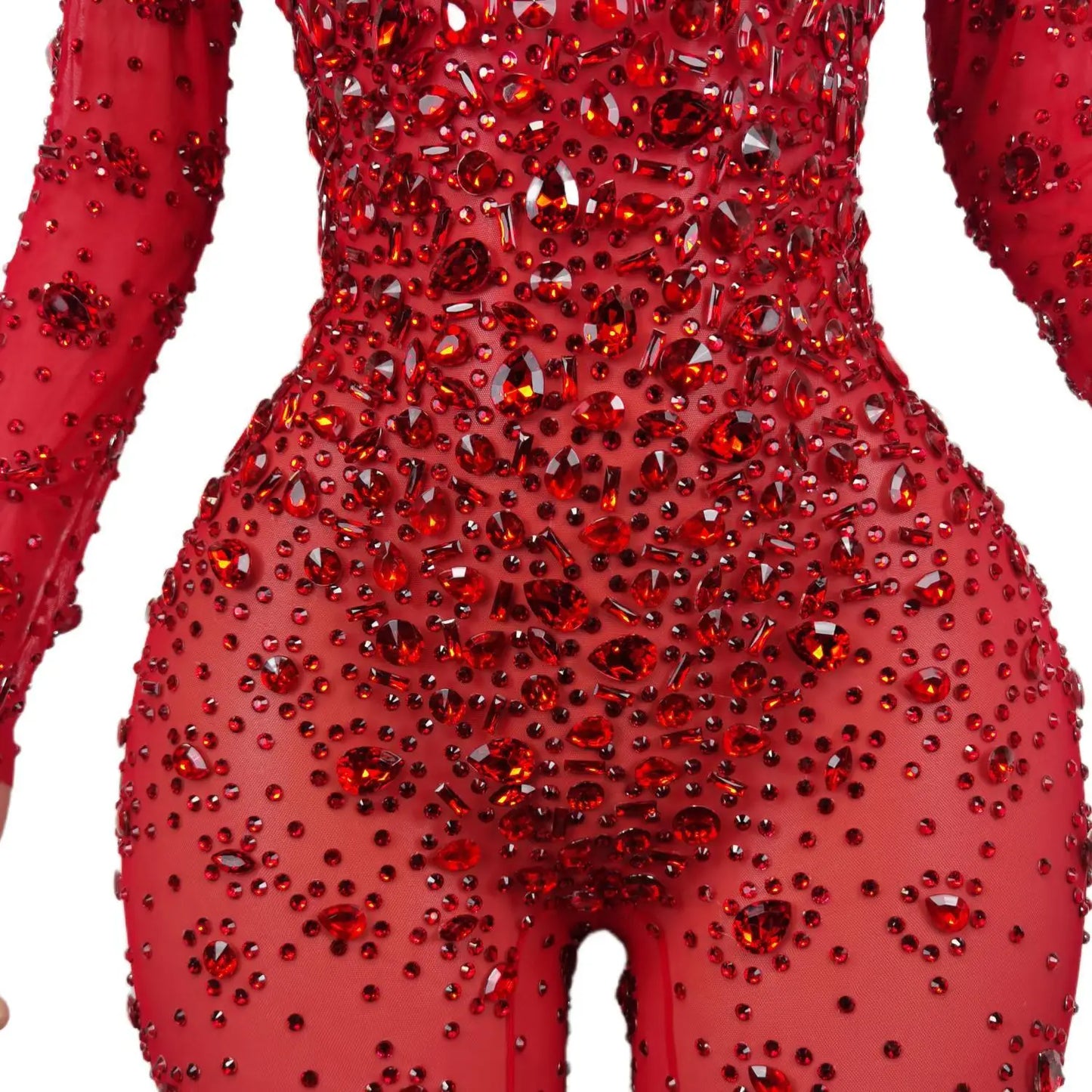 Gorgeous Rhinestone Jumpsuit - Sexy Long-Sleeved Performance Wear for Nightclub Singers & DJs - Premium Cosplay Costumes from Lizard Vigilante - Just $224.49! Shop now at Lizard Vigilante