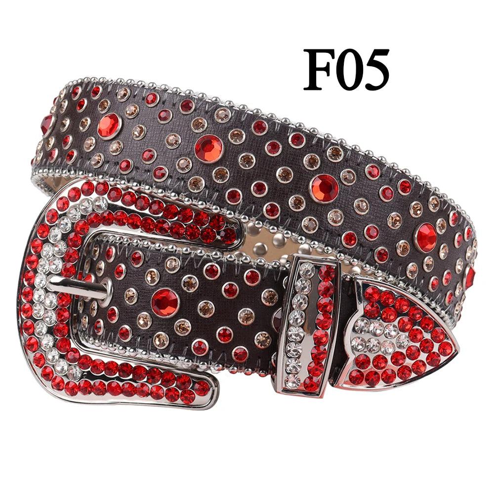 Red Skull Belt Jeans Skeleton Waistband Luxury Women Designer Belts High Quality Leather Strap Men Gothic Rhinestones Belt Ceinture Femme - Lizard Vigilante