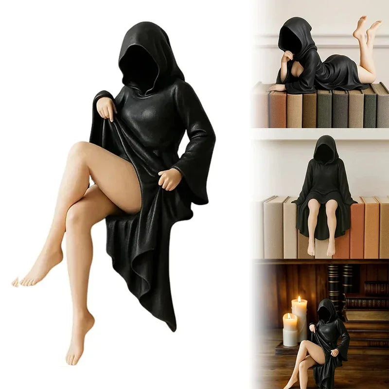 Masked Woman Statue Desk Ornament Statue of Mysterious Lady for Desktop Room Fireplace Entrance Ornaments Study Room Decoration
