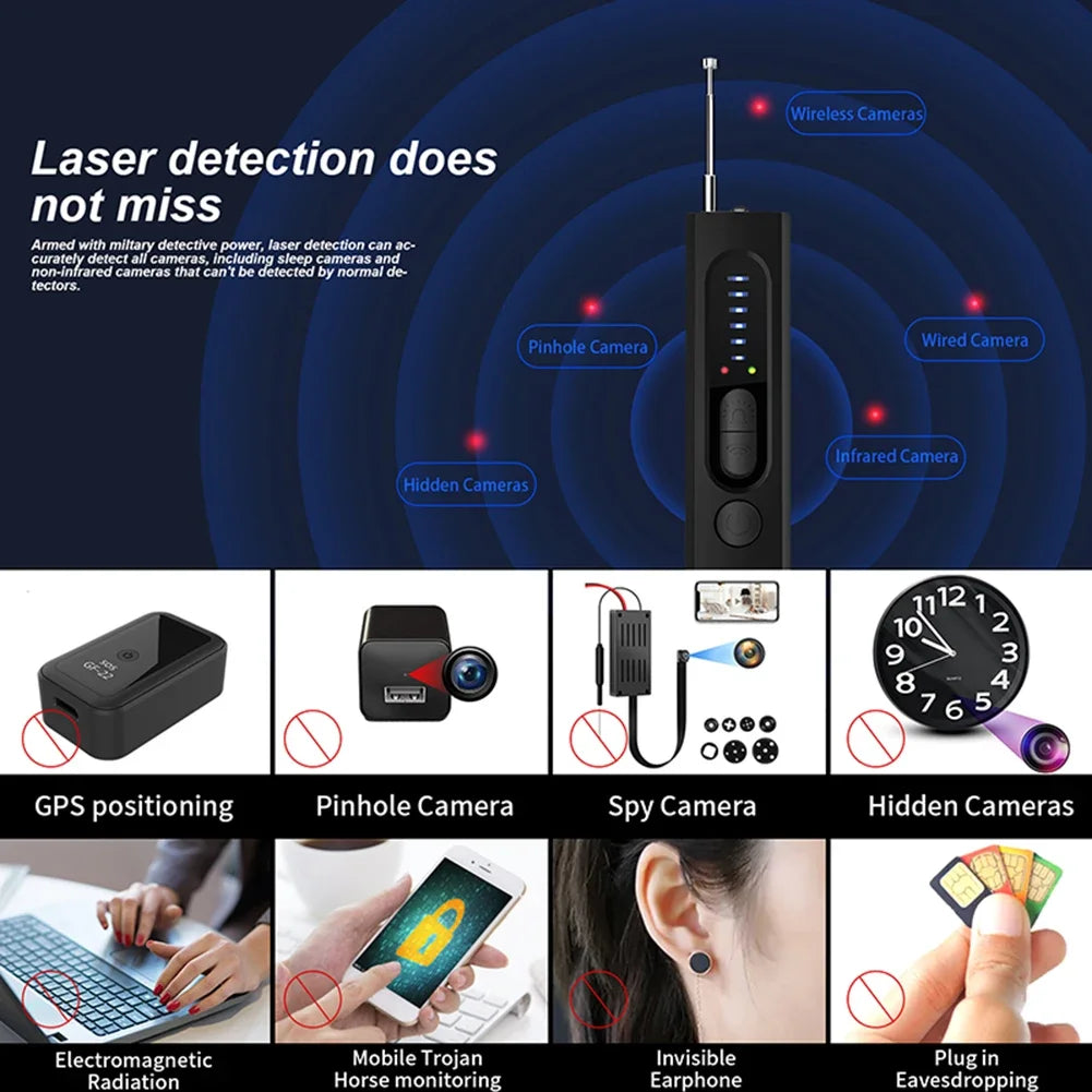 Hidden Camera Detector Anti-Spy Car GPS Tracker Listening Device Bug RF Wireless All Signal Scanner Gadget Security Protection - Premium  from Lizard Vigilante - Just $39.99! Shop now at Lizard Vigilante