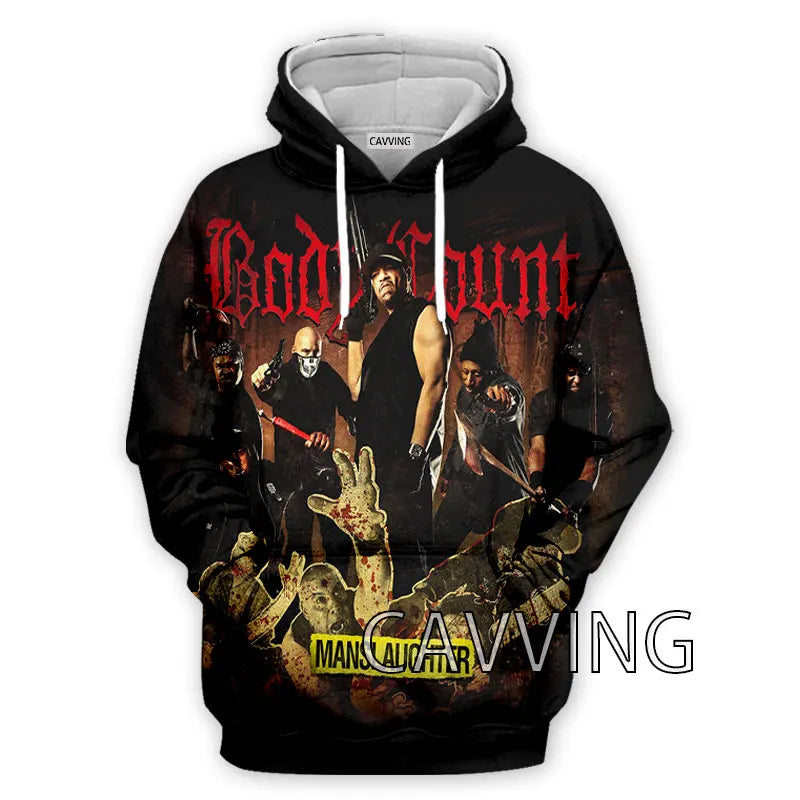 CAVVING 3D Printed Body Count Metal Hoodie: Ice-T Band Harajuku Streetwear for Men and Women - Premium Long-sleeve hoodie from Lizard Vigilante - Just $49.99! Shop now at Lizard Vigilante